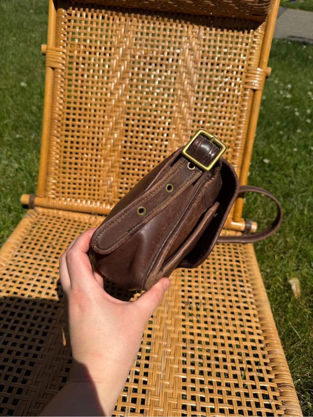 Vintage Coach Rambler Turn Lock Crossbody Bag Glove Tanned Leather Brown - Picture 4 of 16